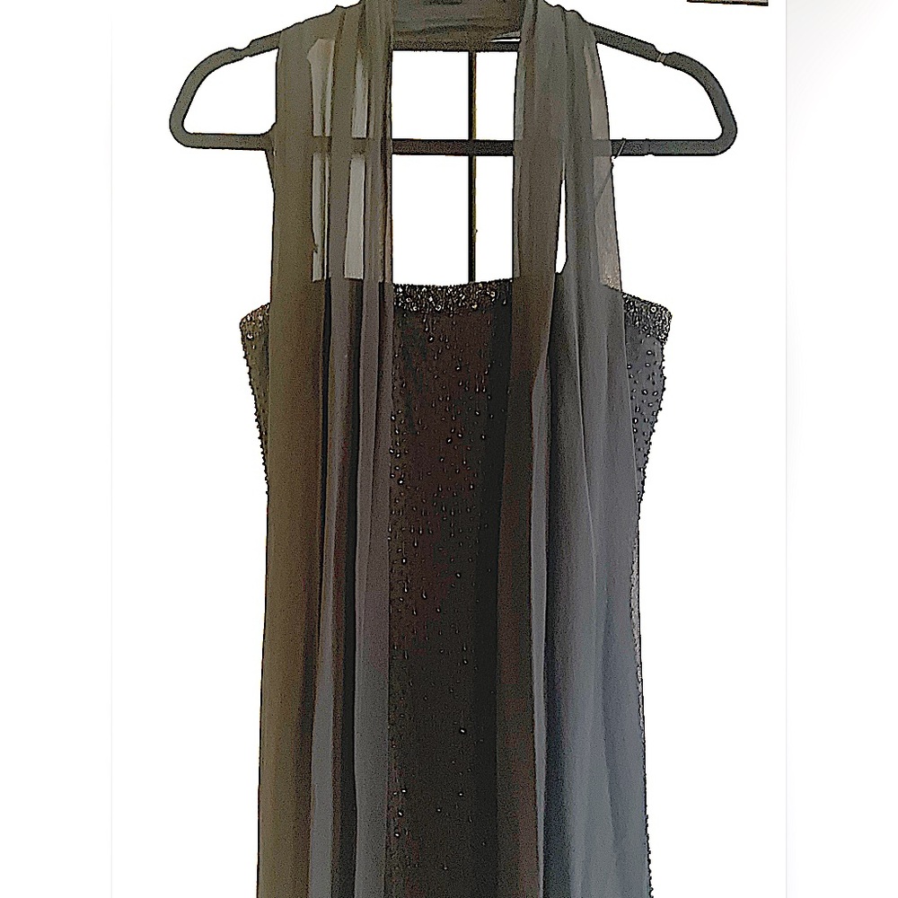 Scala Black Strapless Formal Gown